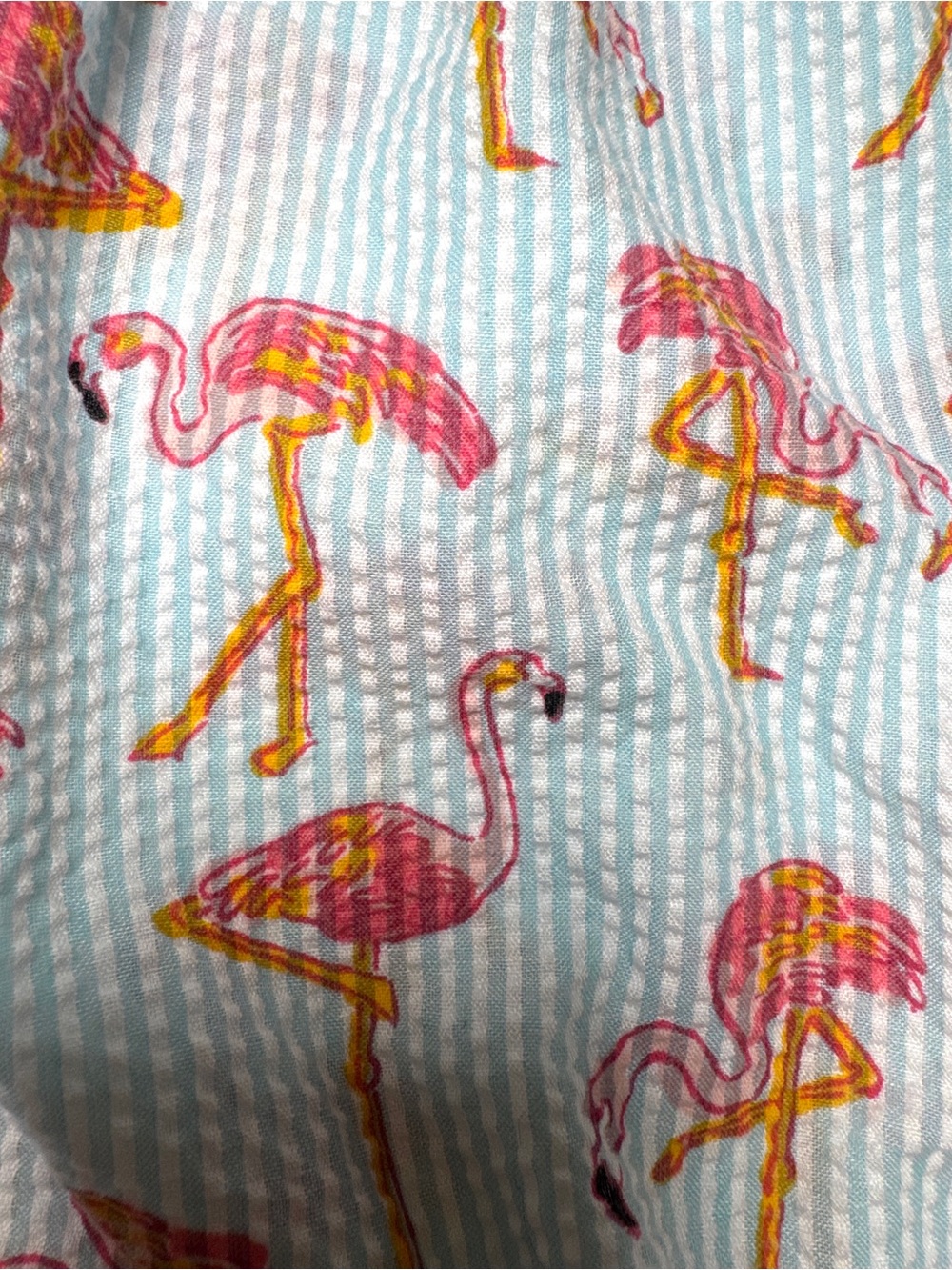 Mud Pie Flamingo Seersucker Bubble Romper Baby Girl 6-9M Coastal Summer Cute - Picture 3 of 5